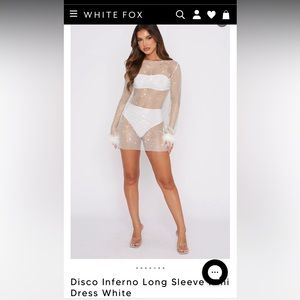 White Fox Disco Inferno Long Sleeve Dress - White